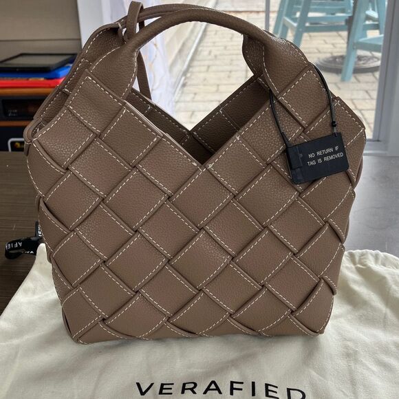 NWT Verafied New York Etoupe Woven Basket Bag - Picture 9 of 10